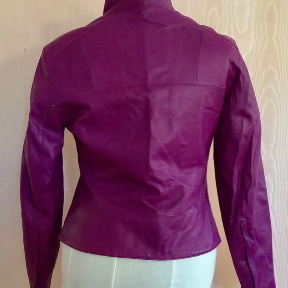 Butter Soft Fuschia Andrew Marc Moto Jacket 1990s - Picture 5 of 7